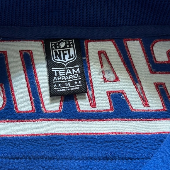 New York Giants Quarter Zip Pullover Mens Size Medium NFL Team Apparel Blue Gray - Picture 5 of 6